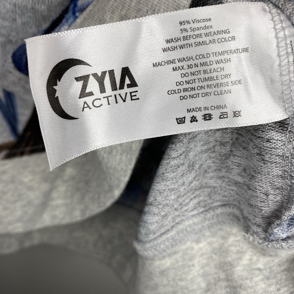 Zyia Active Sweatshirt Womens XXXL 3X Gray Blue Floral Cropped Dropped Shoulder - Picture 5 of 9